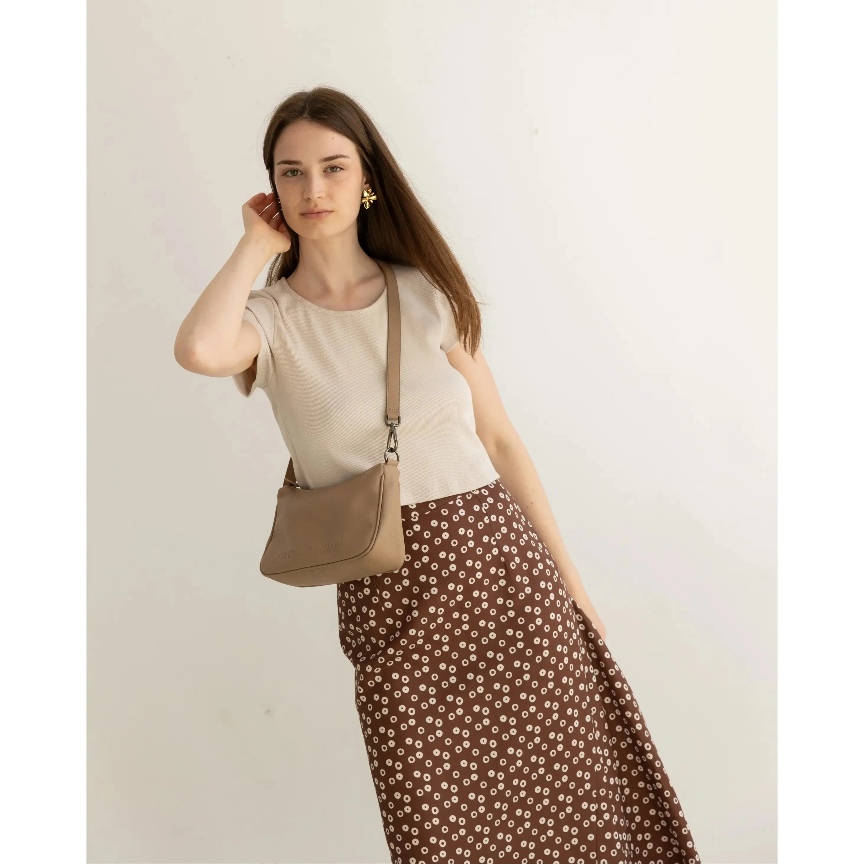 Macarella Bubble Midi Skirt Brown