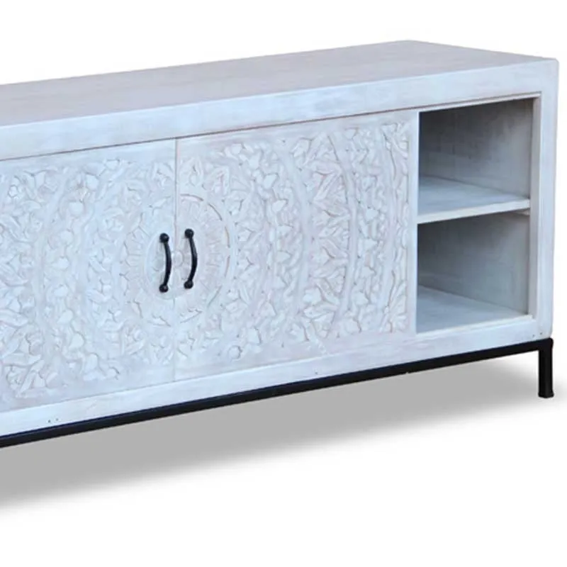 Mandala Hand Carved Solid Wood TV Cabinet 160x40x65cm