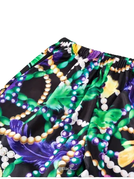 Mardi Gras Boho Style Printed Pants