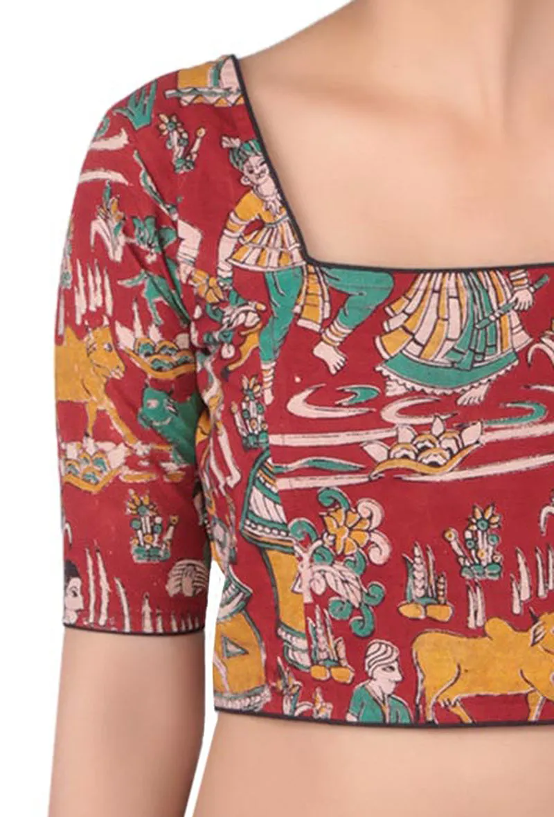 Maroon Kalamkari Printed Blouse