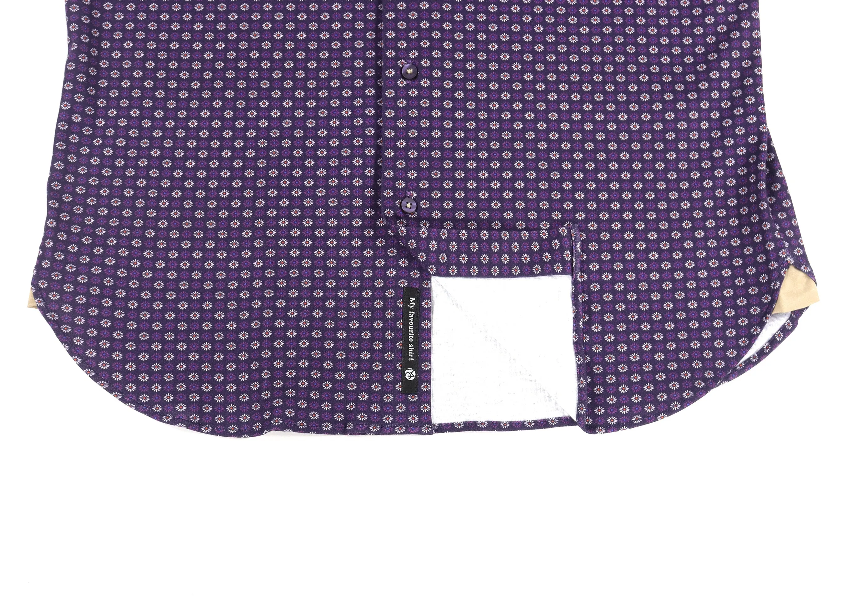 Max Colton Eggplant with Purple and White Flowers Short Sleeve Jersey Knit