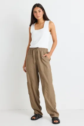 Memoir Khaki Soft Drape Cargo Pants