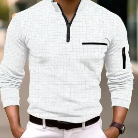 MEN'S CHECKERED POLO SHIRT WITH ARM ZIPPER AND SPORTS POLO SHIRT