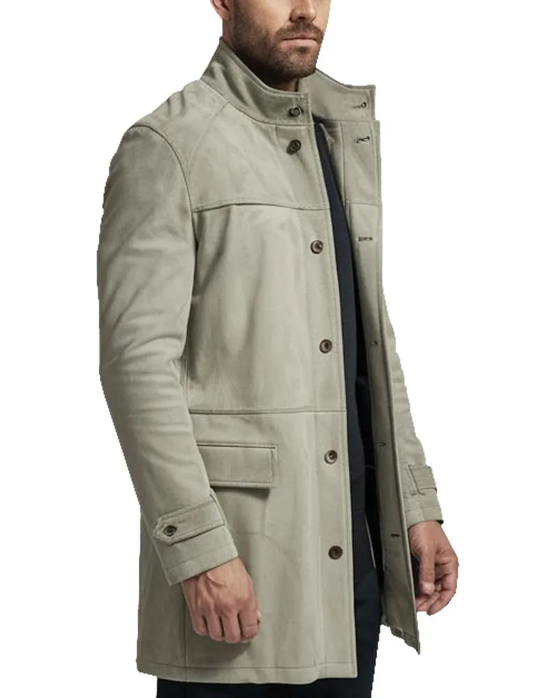 Men's Light Gray Suede Raven Coat