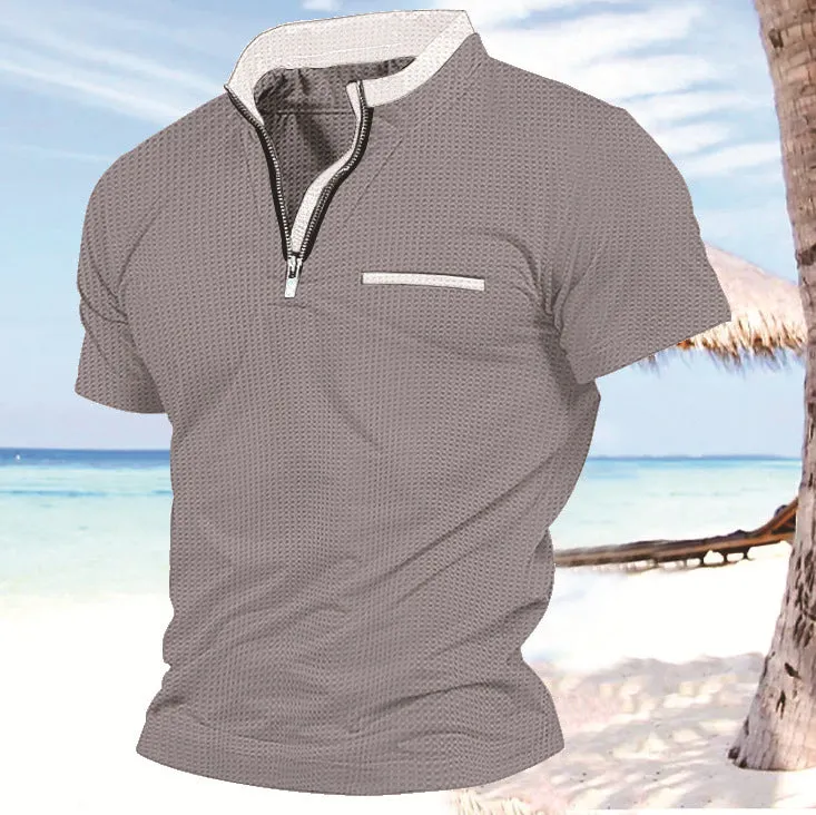 MEN'S SPORTS POLO SHIRT WITH CHECKERED ZIPPER POCKET