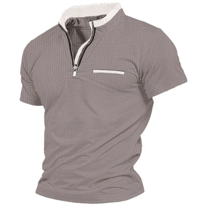 MEN'S SPORTS POLO SHIRT WITH CHECKERED ZIPPER POCKET