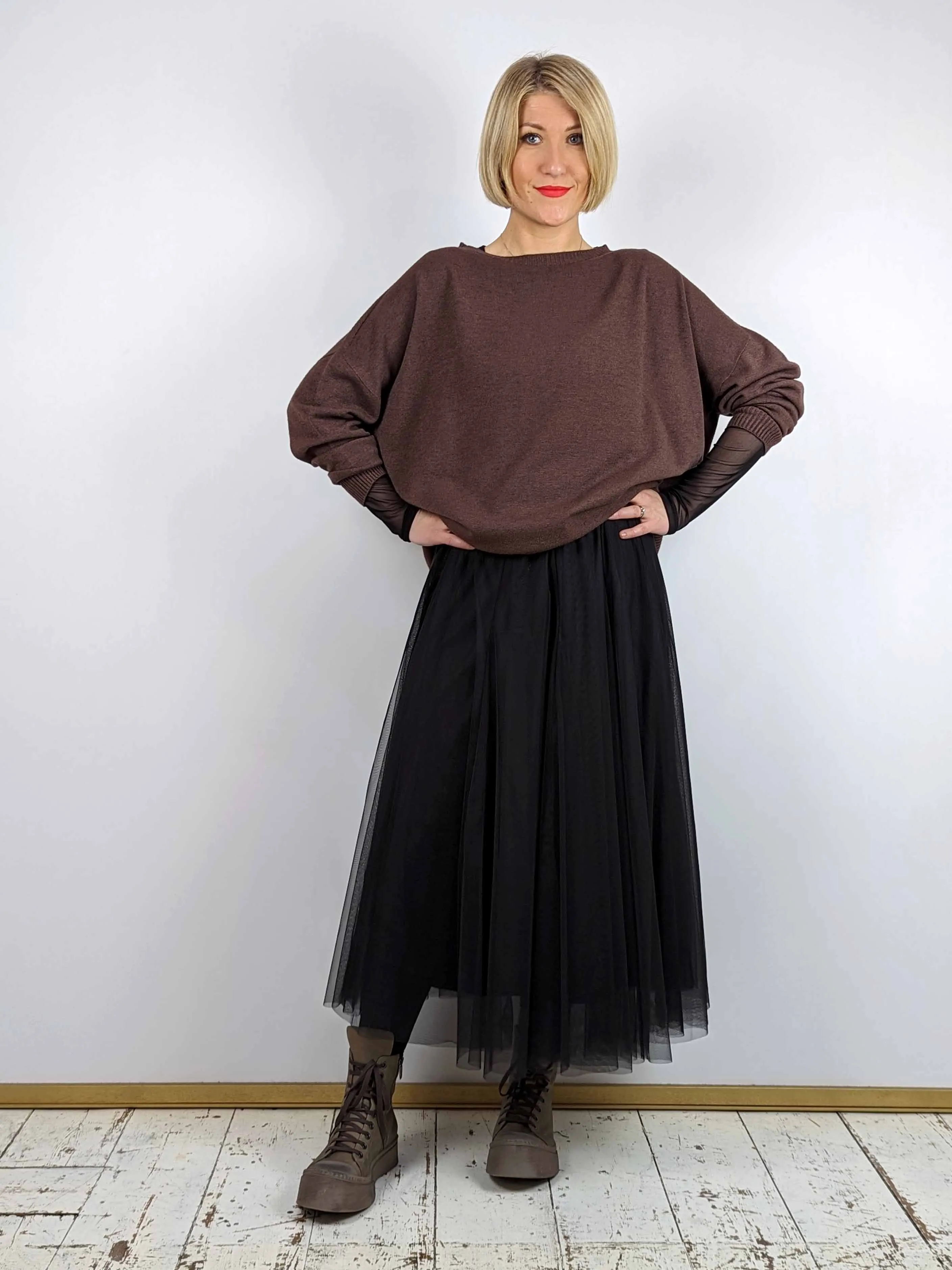 Midi Tulle Skirt - Black