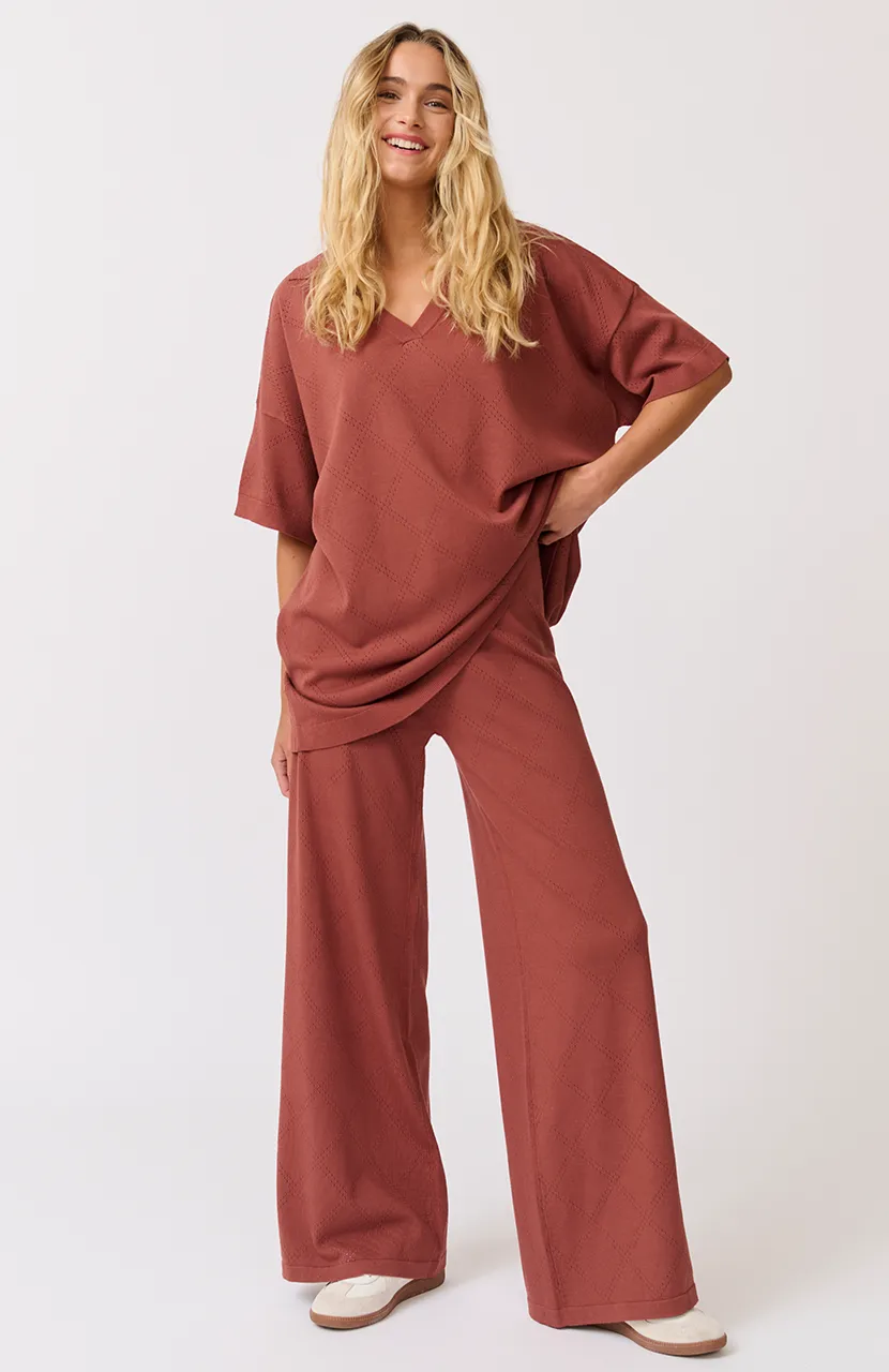 MOLLY POINTELLE KNIT PANT - Cocoa Knit