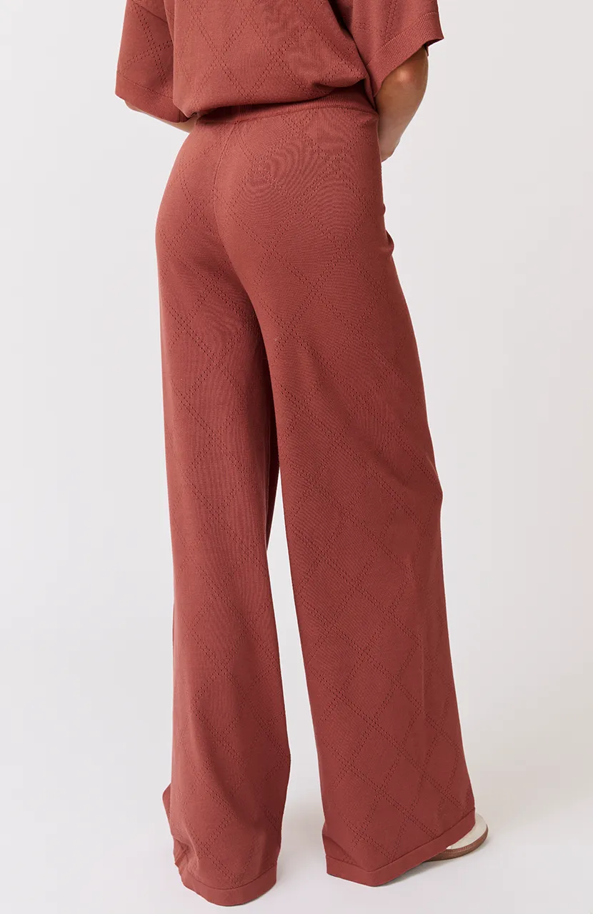 MOLLY POINTELLE KNIT PANT - Cocoa Knit