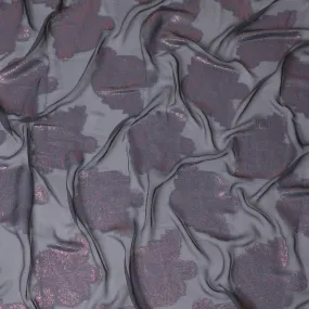 Mystic Charcoal and Rose Shimmer Synthetic Chiffon Fabric - 110cm Wide, Contemporary Elegance, Ideal for Modern Apparel-D18413