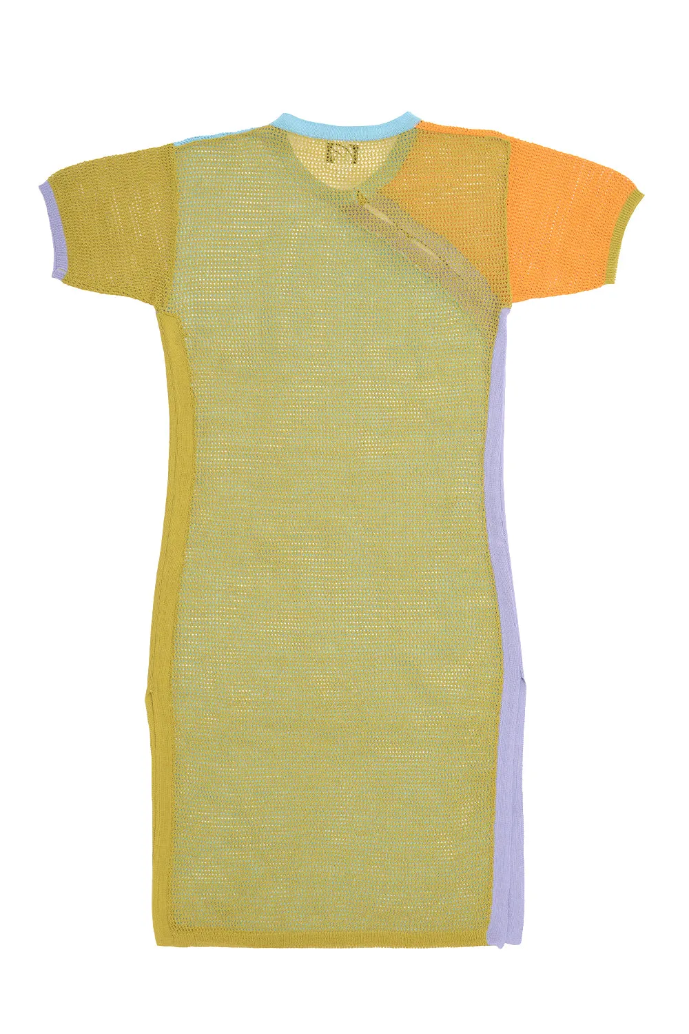 Netty Midi Dress in Sky/Citrus Cotton Cord