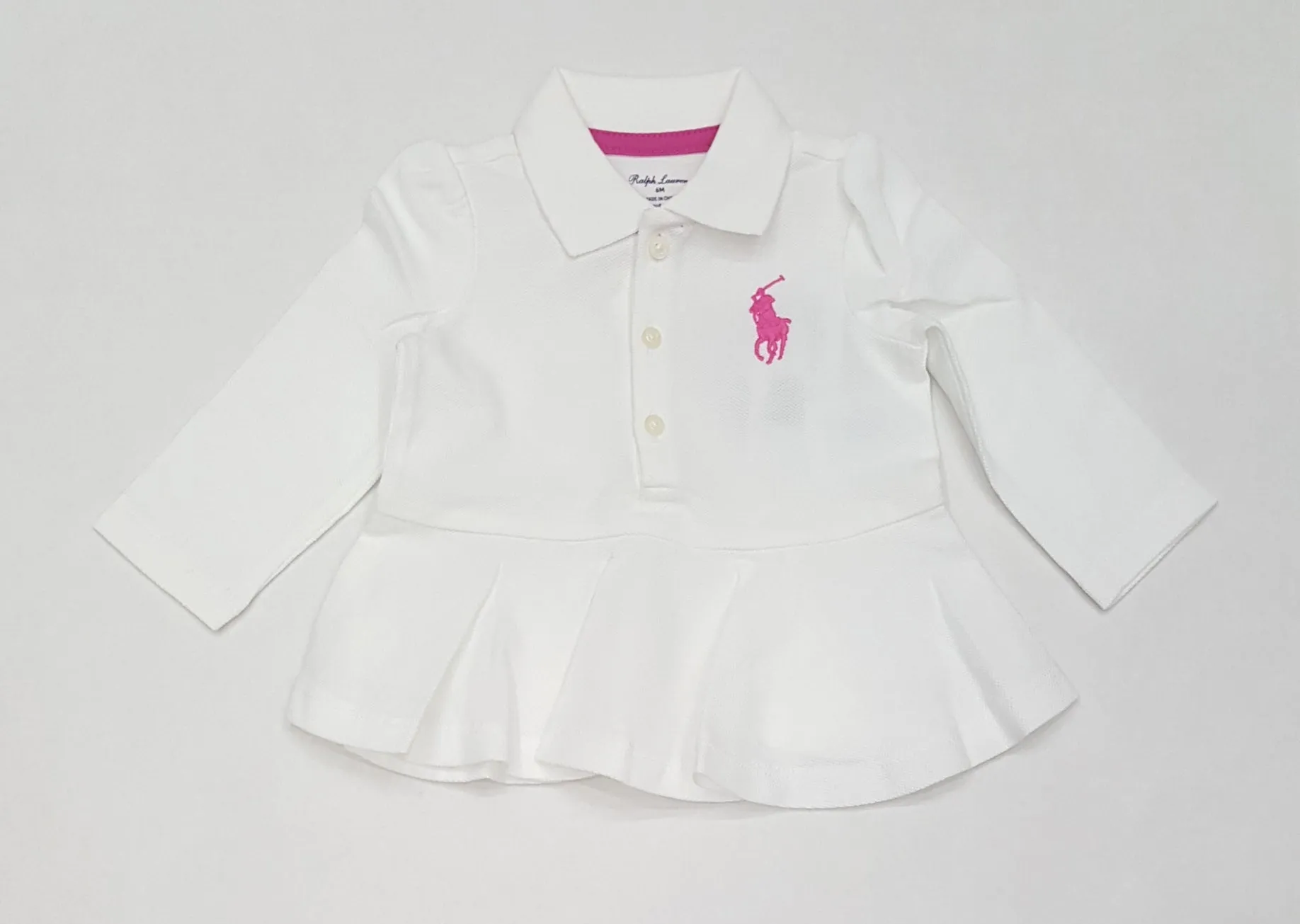 Nwt Kids Polo Ralph Lauren GIRLS White/Pink Dress (0-24M)