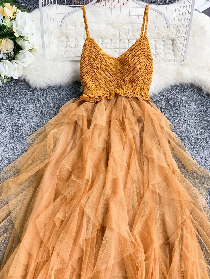 Orange Sunset Glow Tulle Dress