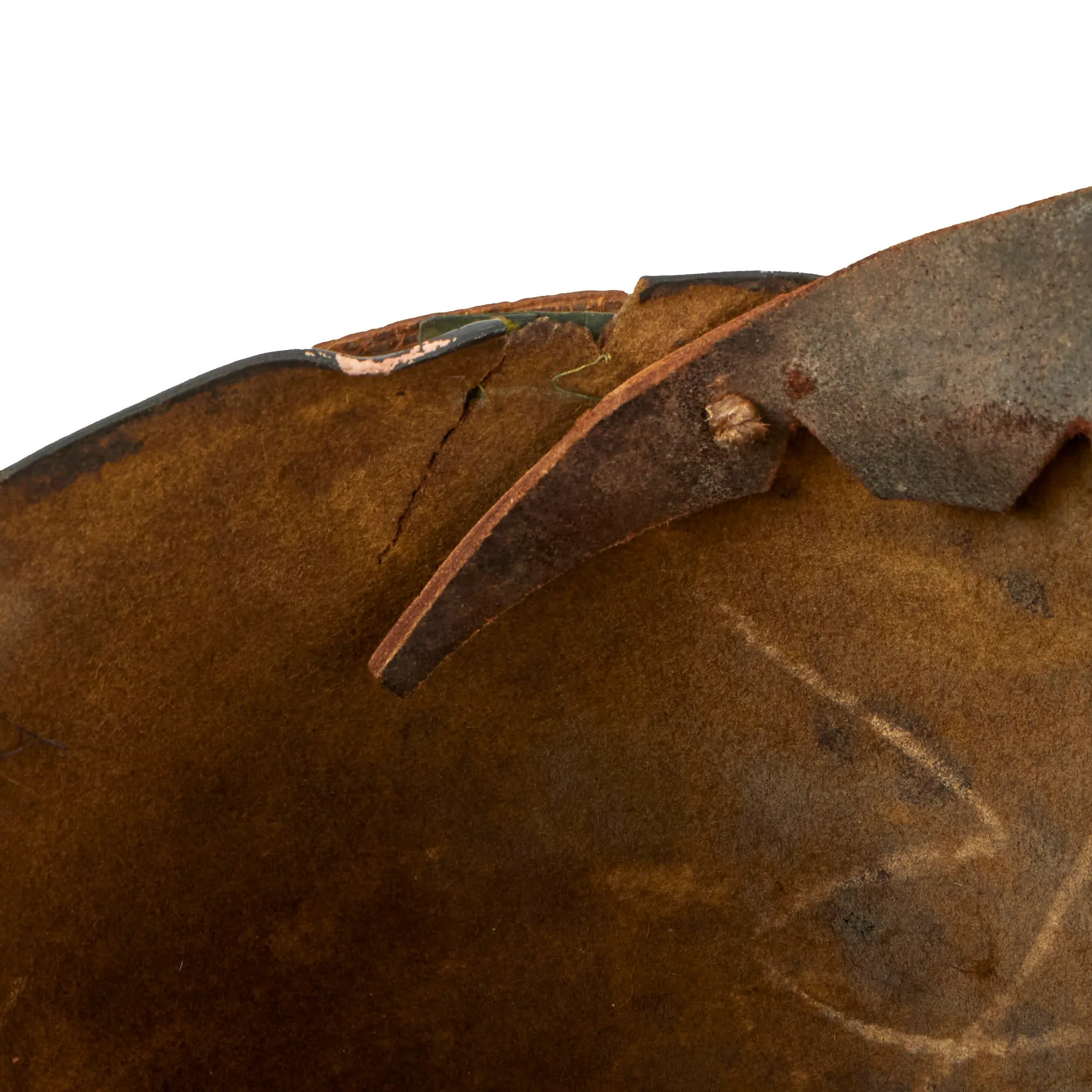 Original U.S. War of 1812 Era Regiment of Light Dragoons (United States) Cavalry Leather Helmet With Painted Cheetah Print Band - Formerly Part of the A.A.F. Tank Museum