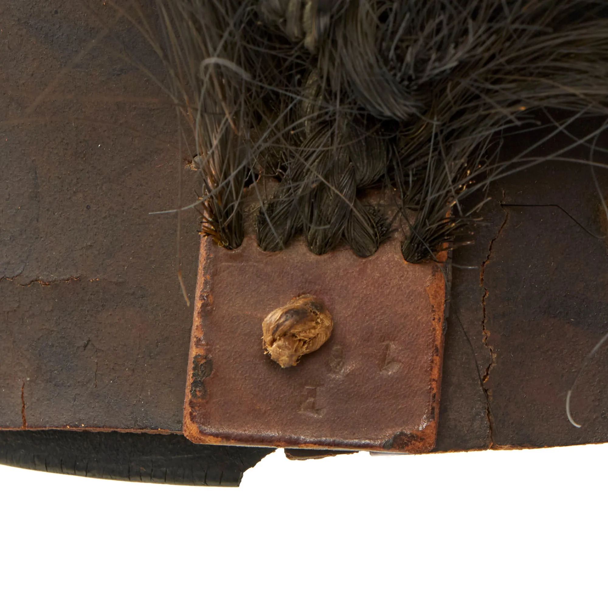 Original U.S. War of 1812 Era Regiment of Light Dragoons (United States) Cavalry Leather Helmet With Painted Cheetah Print Band - Formerly Part of the A.A.F. Tank Museum