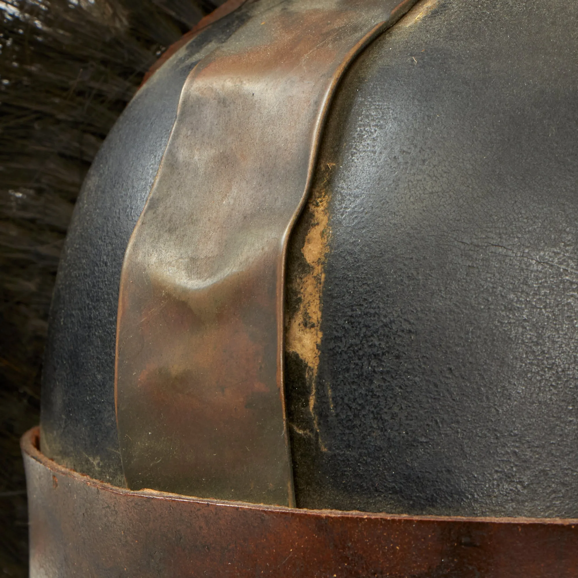 Original U.S. War of 1812 Era Regiment of Light Dragoons (United States) Cavalry Leather Helmet With Painted Cheetah Print Band - Formerly Part of the A.A.F. Tank Museum