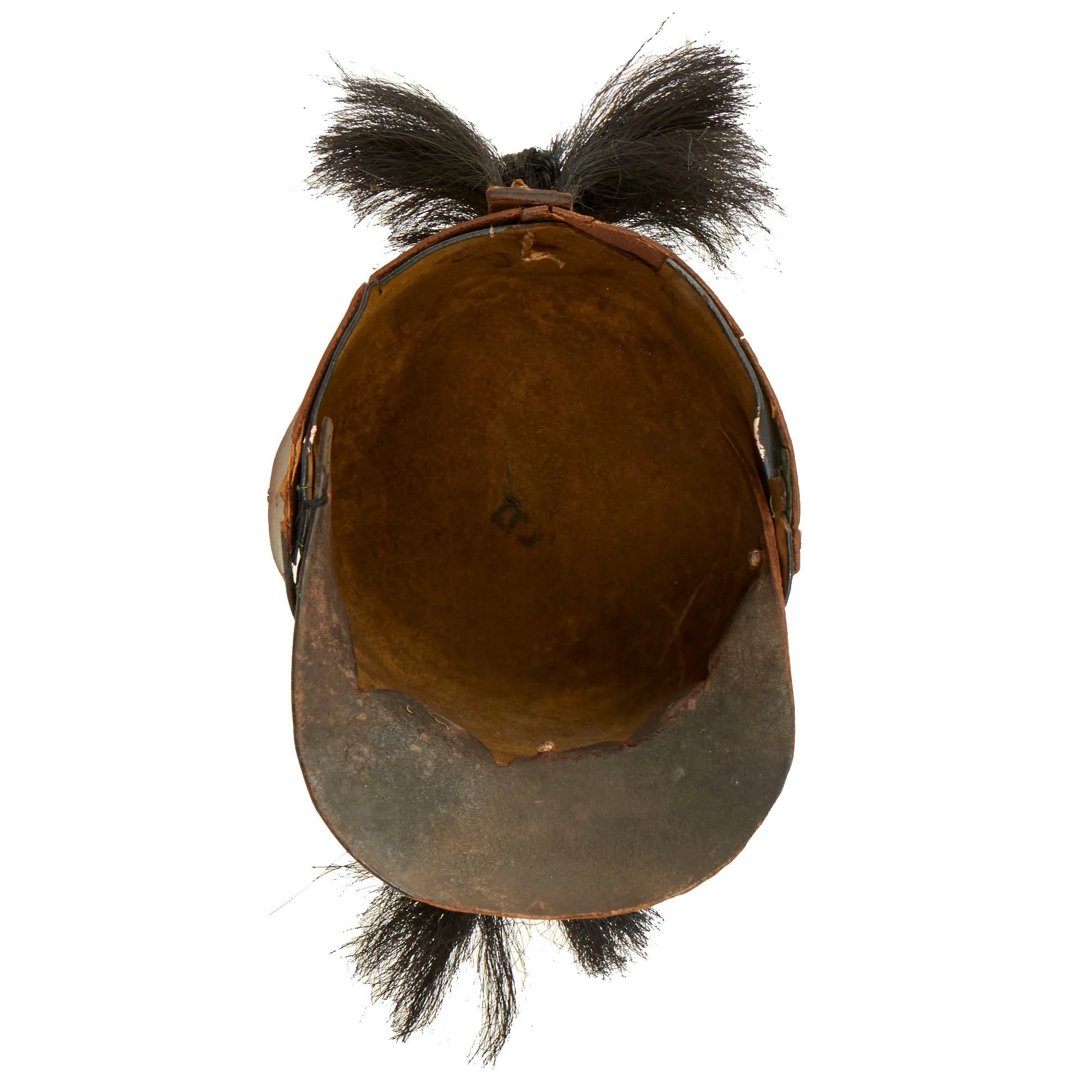 Original U.S. War of 1812 Era Regiment of Light Dragoons (United States) Cavalry Leather Helmet With Painted Cheetah Print Band - Formerly Part of the A.A.F. Tank Museum