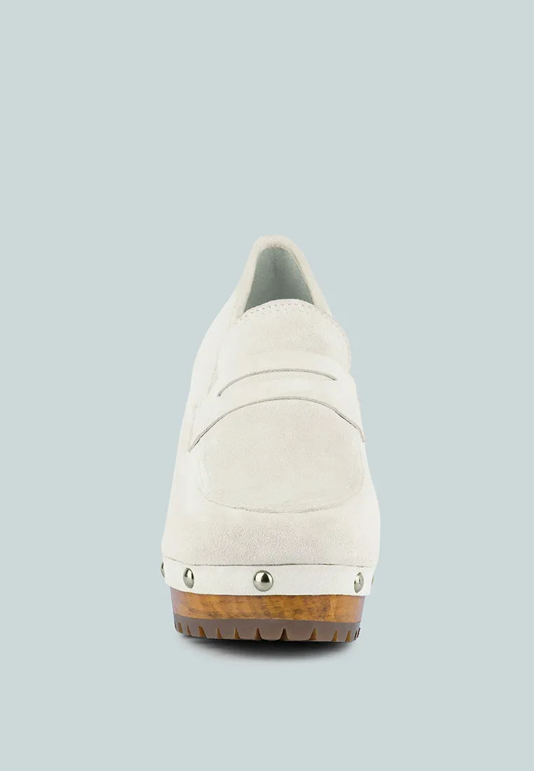 OSAGE White Clogs Loafers in Fine Suede