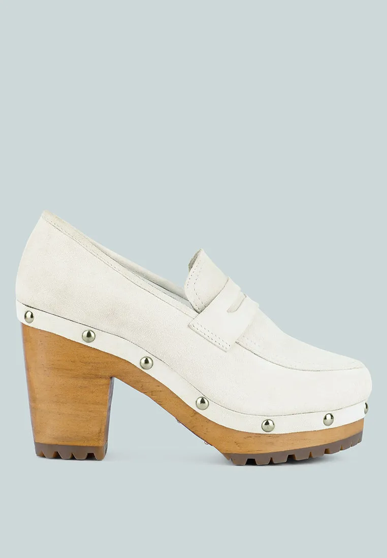 OSAGE White Clogs Loafers in Fine Suede