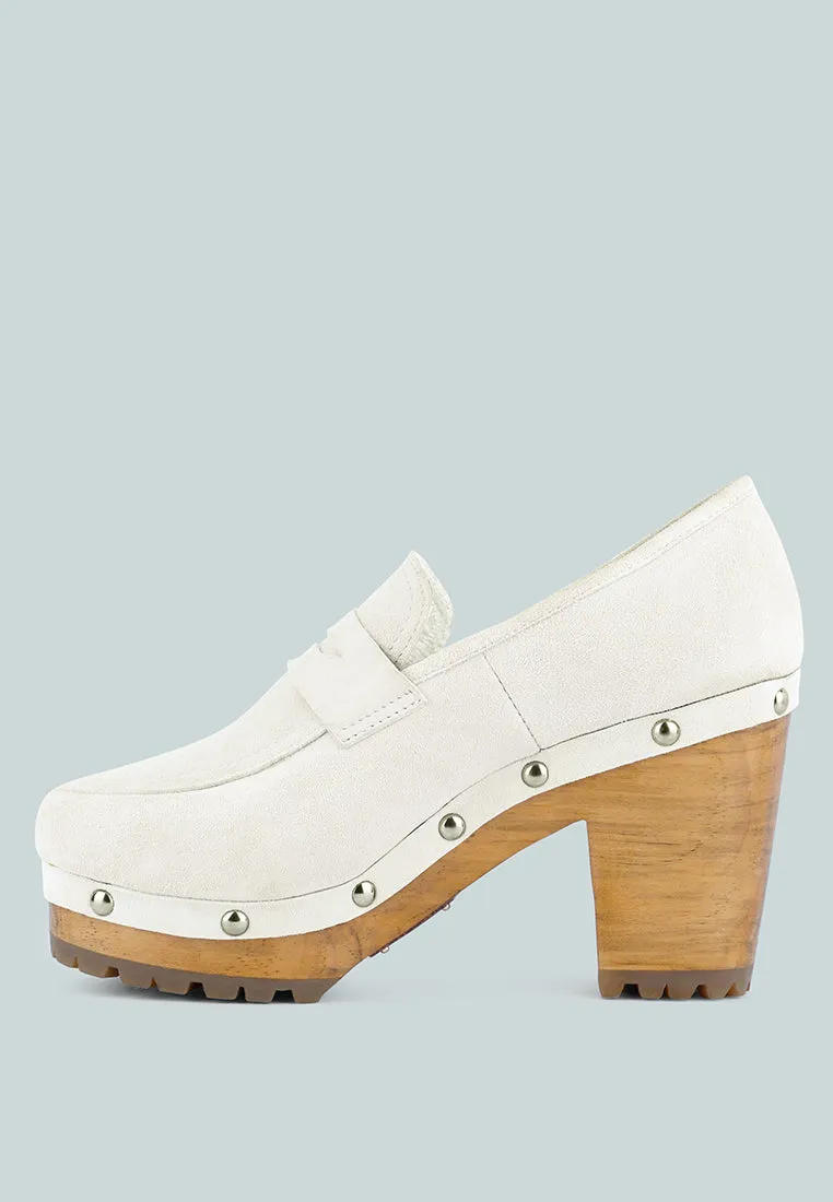 OSAGE White Clogs Loafers in Fine Suede