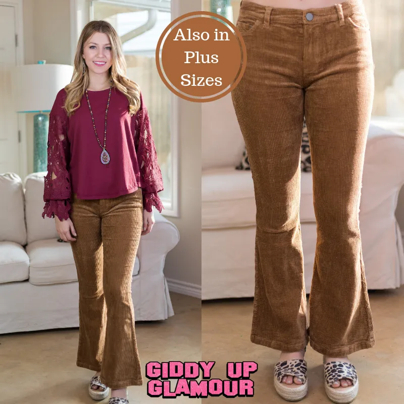 Past and Present Corduroy Flare Pants in Tan