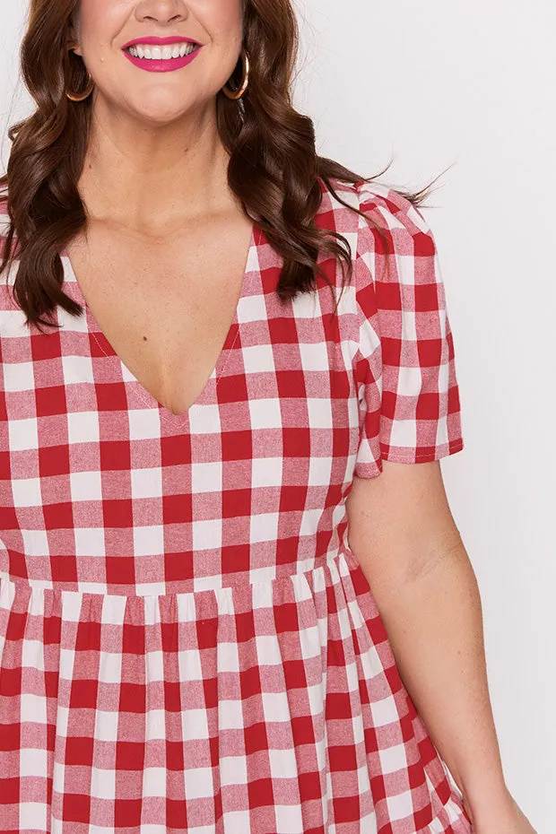 Percy Red Gingham Dress