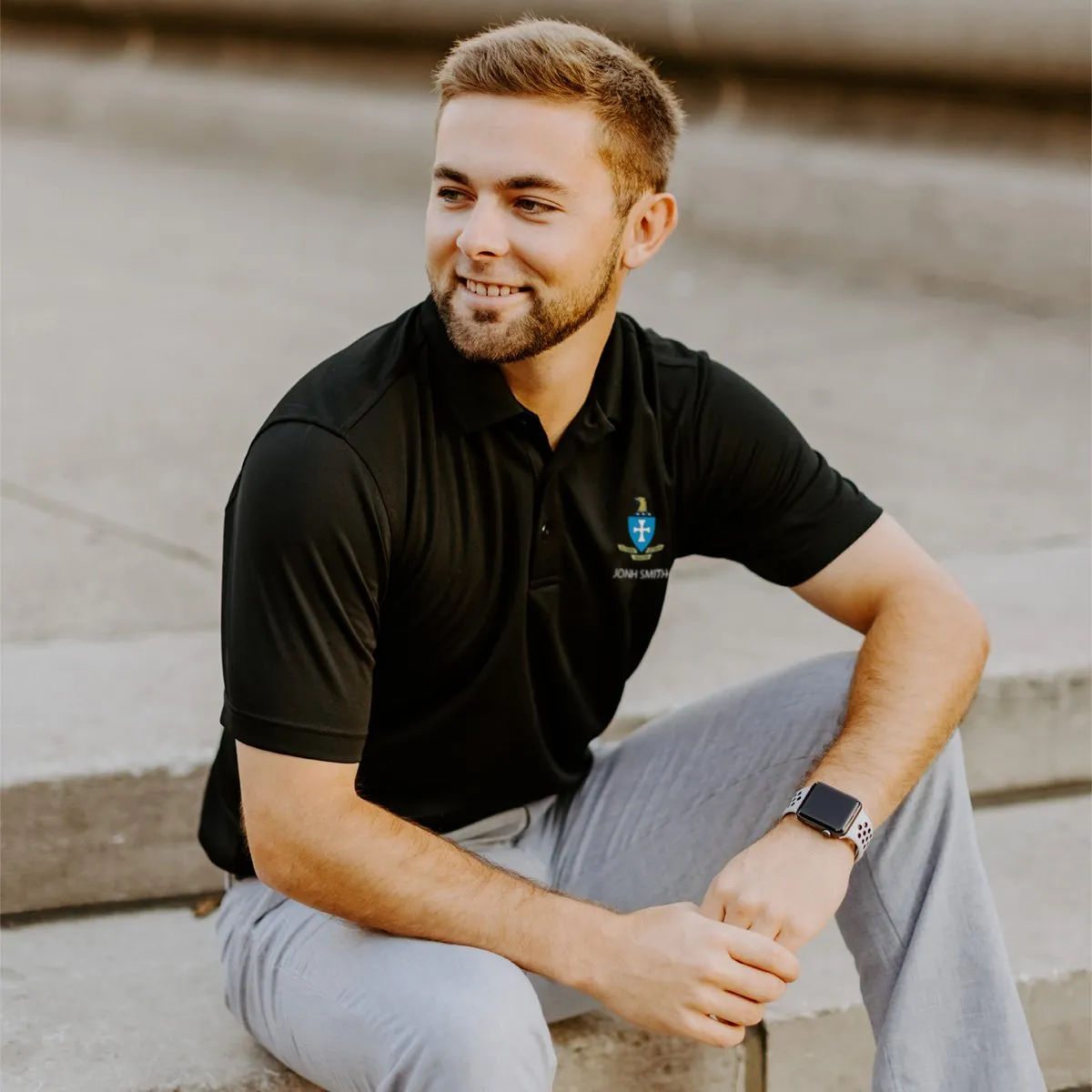 Personalized ATO Crest Black Performance Polo