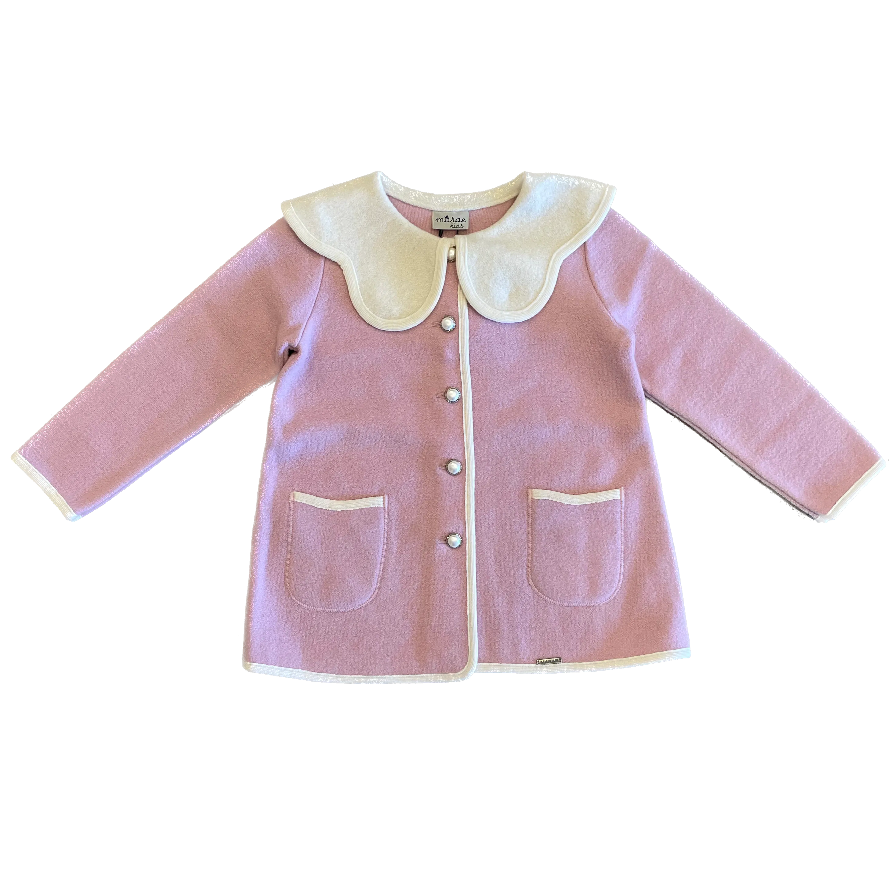 Petal Coat - Rosa Bebe Pink / Blanco Cream Trim