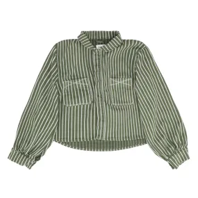 Piper Cropped Jacket in Striped Khaki