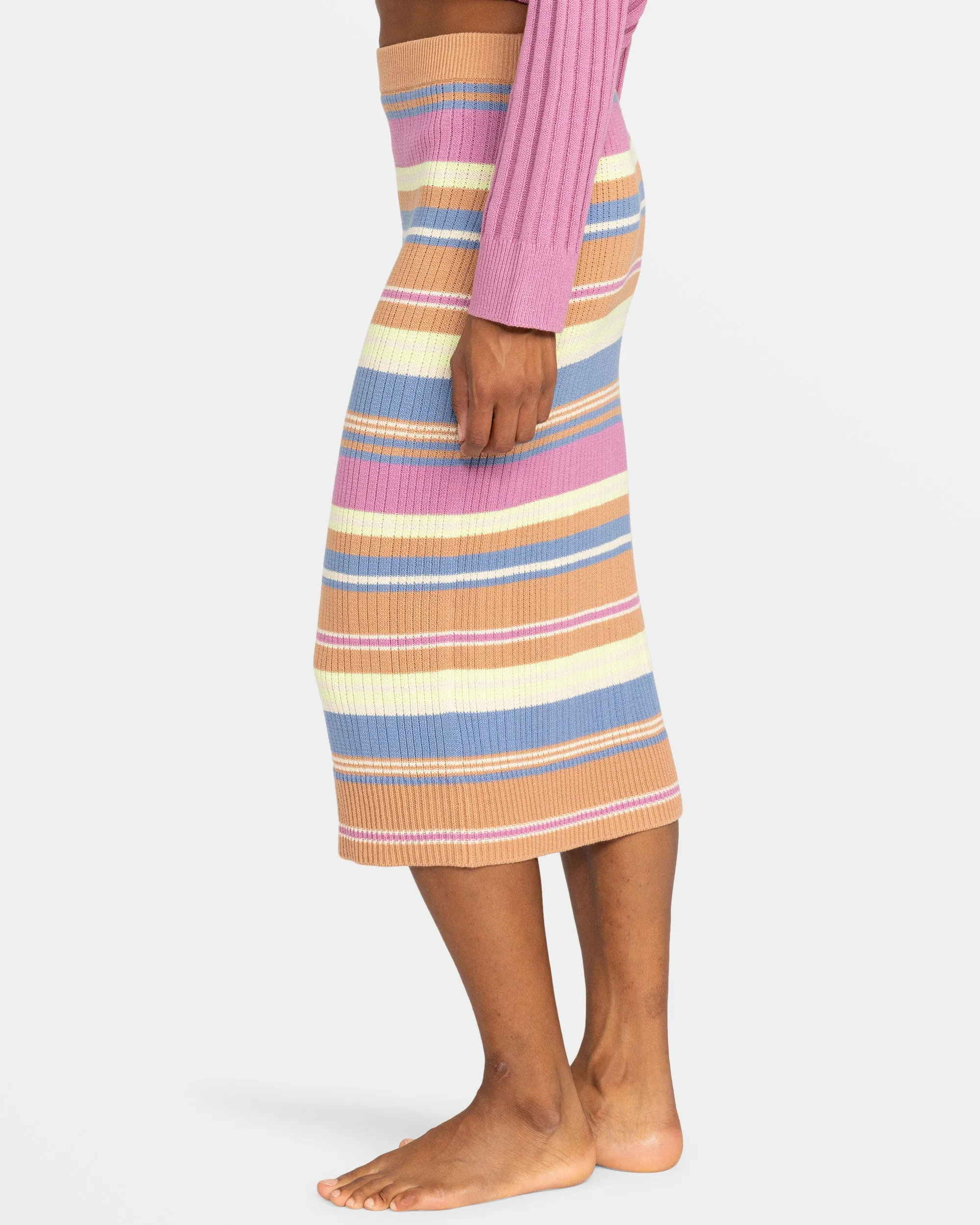 Playa Morning Midi Skirt - Camel Swithbackstripe Sweaters