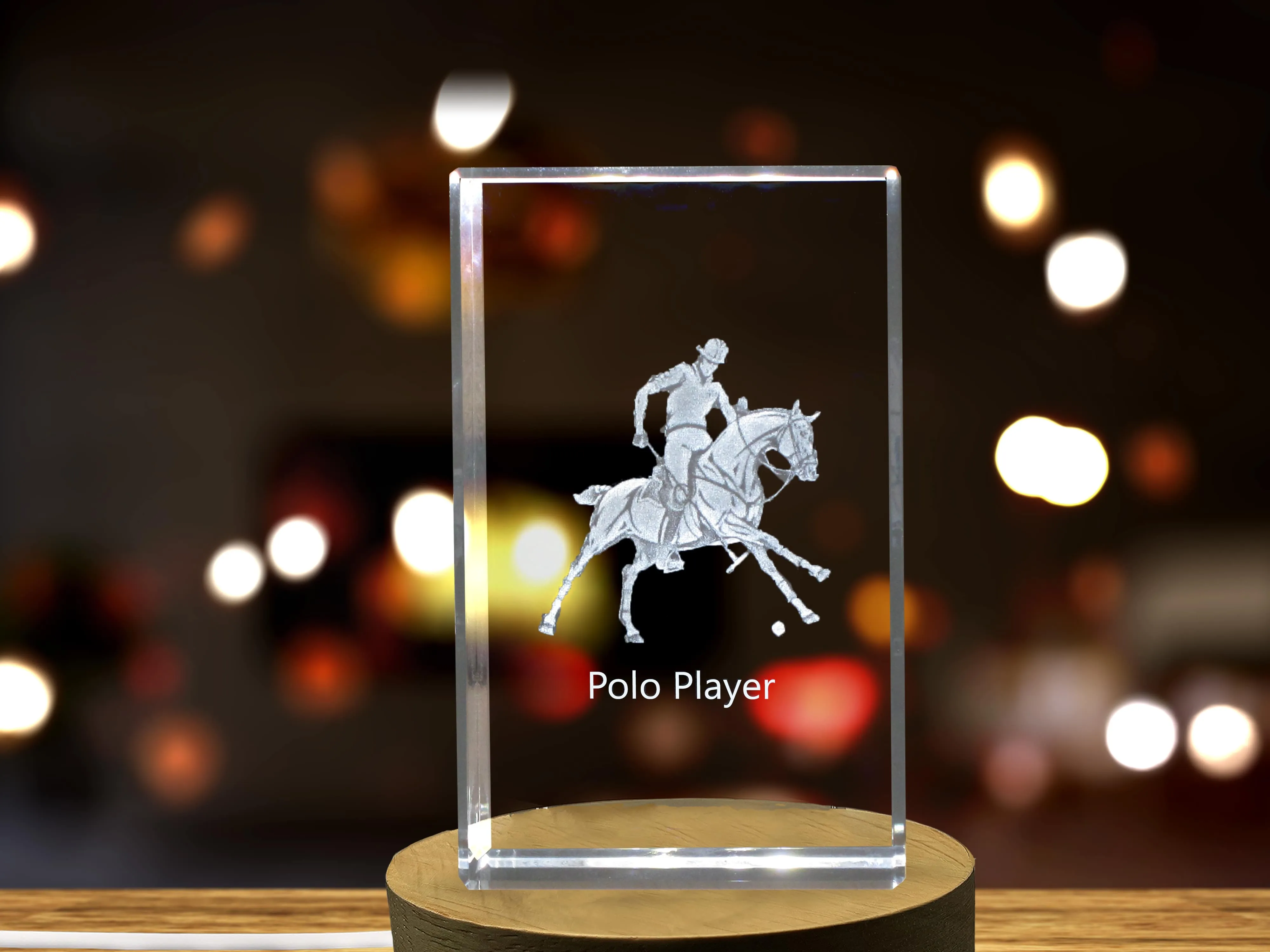 Polo Player 3D Engraved Crystal 3D Engraved Crystal Keepsake/Gift/Decor/Collectible/Souvenir