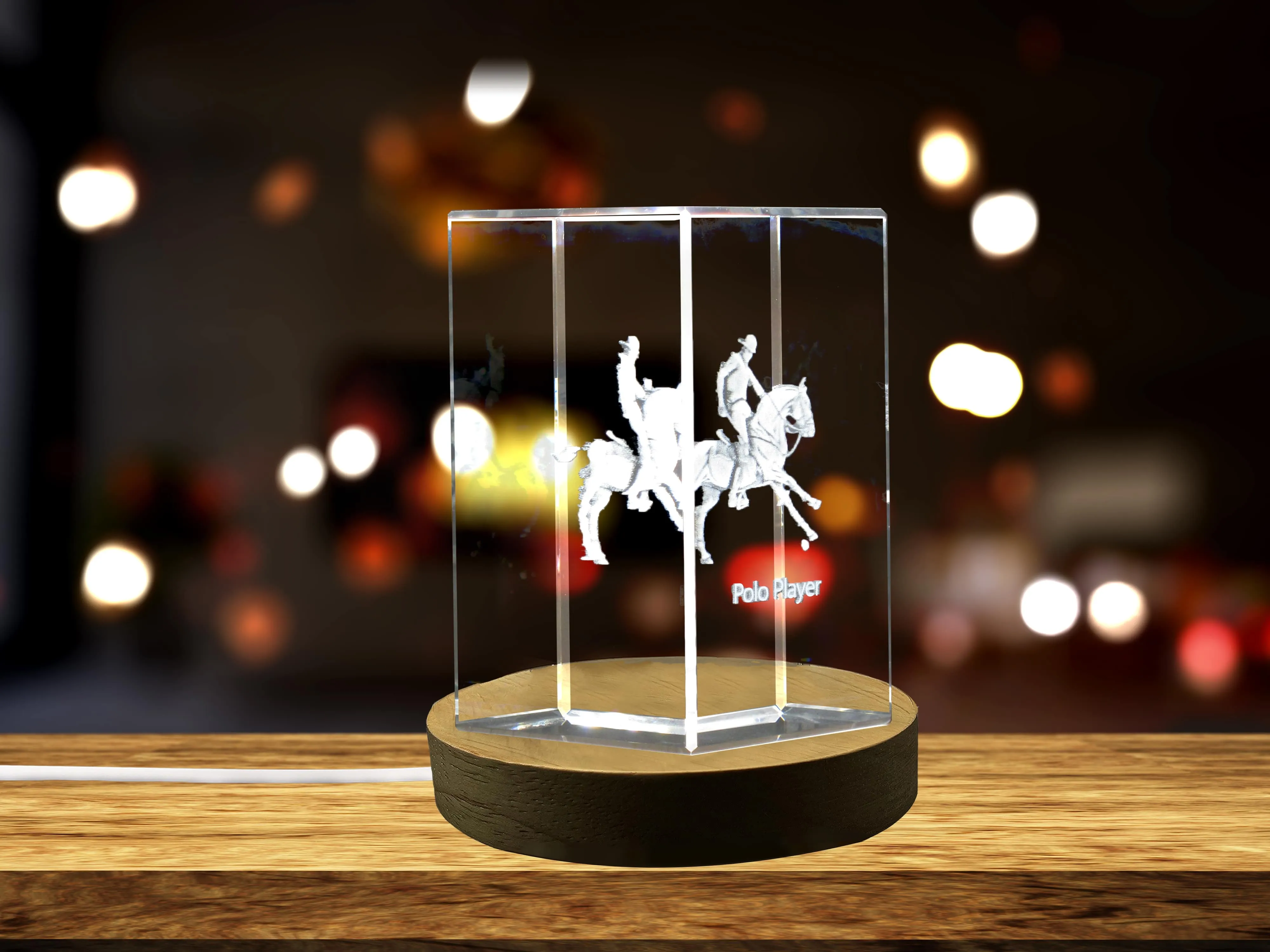 Polo Player 3D Engraved Crystal 3D Engraved Crystal Keepsake/Gift/Decor/Collectible/Souvenir