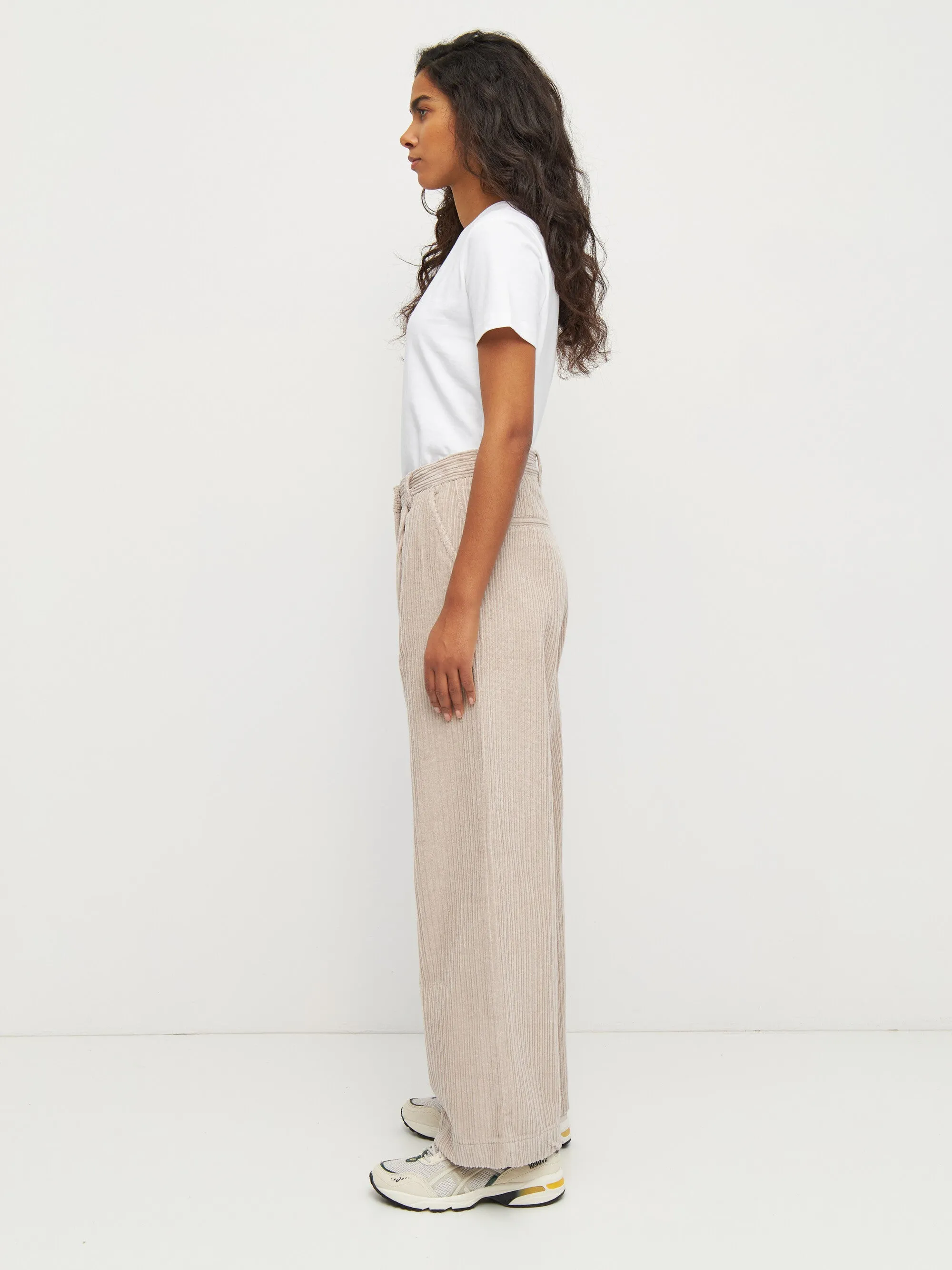 POSEY wide high-rise irregular corduroy pants - Light feather gray