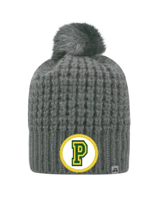 Preble Embroidered Patch Beanie Winter Hats - Yellow Edge Block Patch