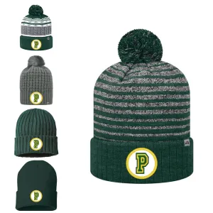 Preble Embroidered Patch Beanie Winter Hats - Yellow Edge Block Patch