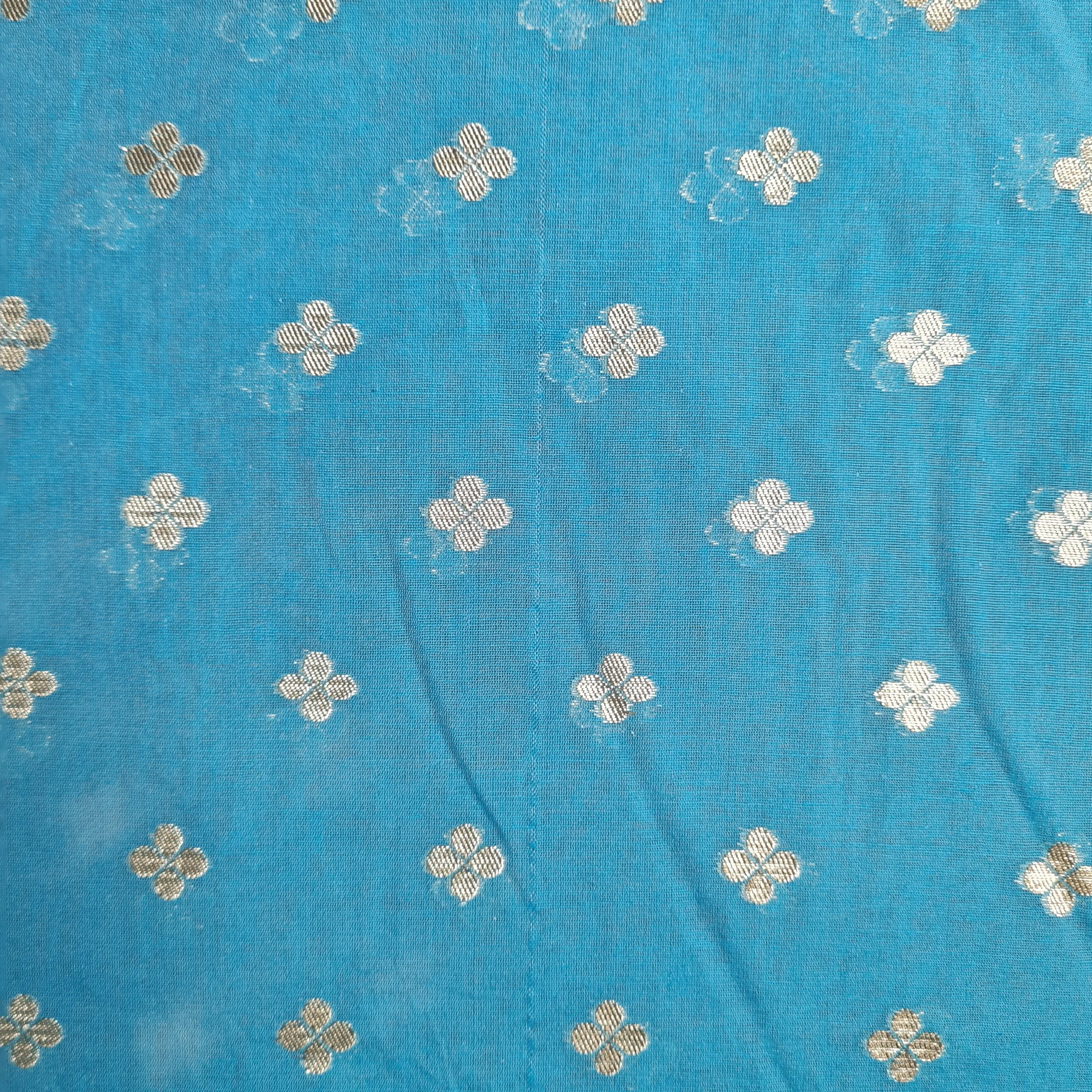 Premium Cotton Katwar Patola Blue Zari Jacquard Fabric