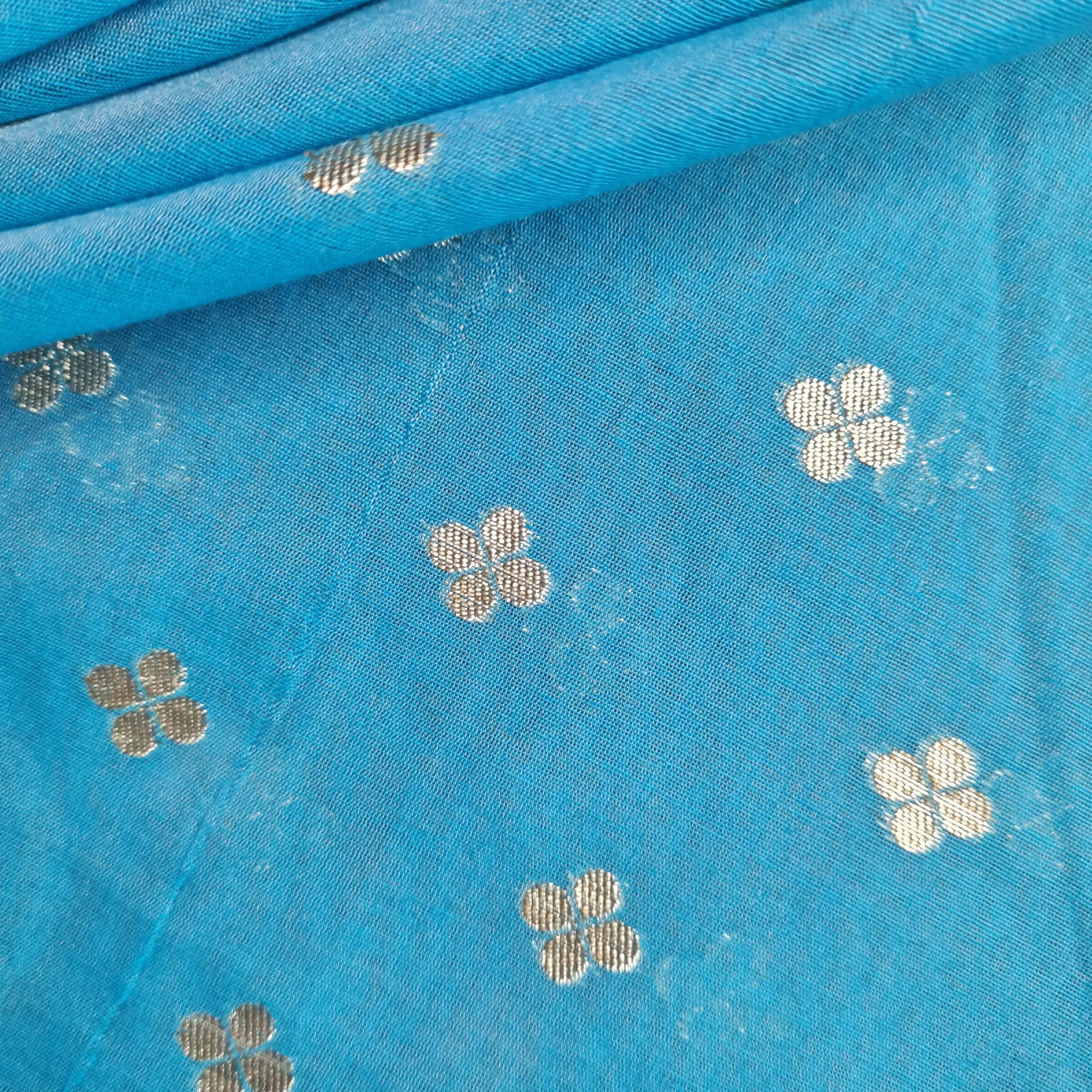 Premium Cotton Katwar Patola Blue Zari Jacquard Fabric