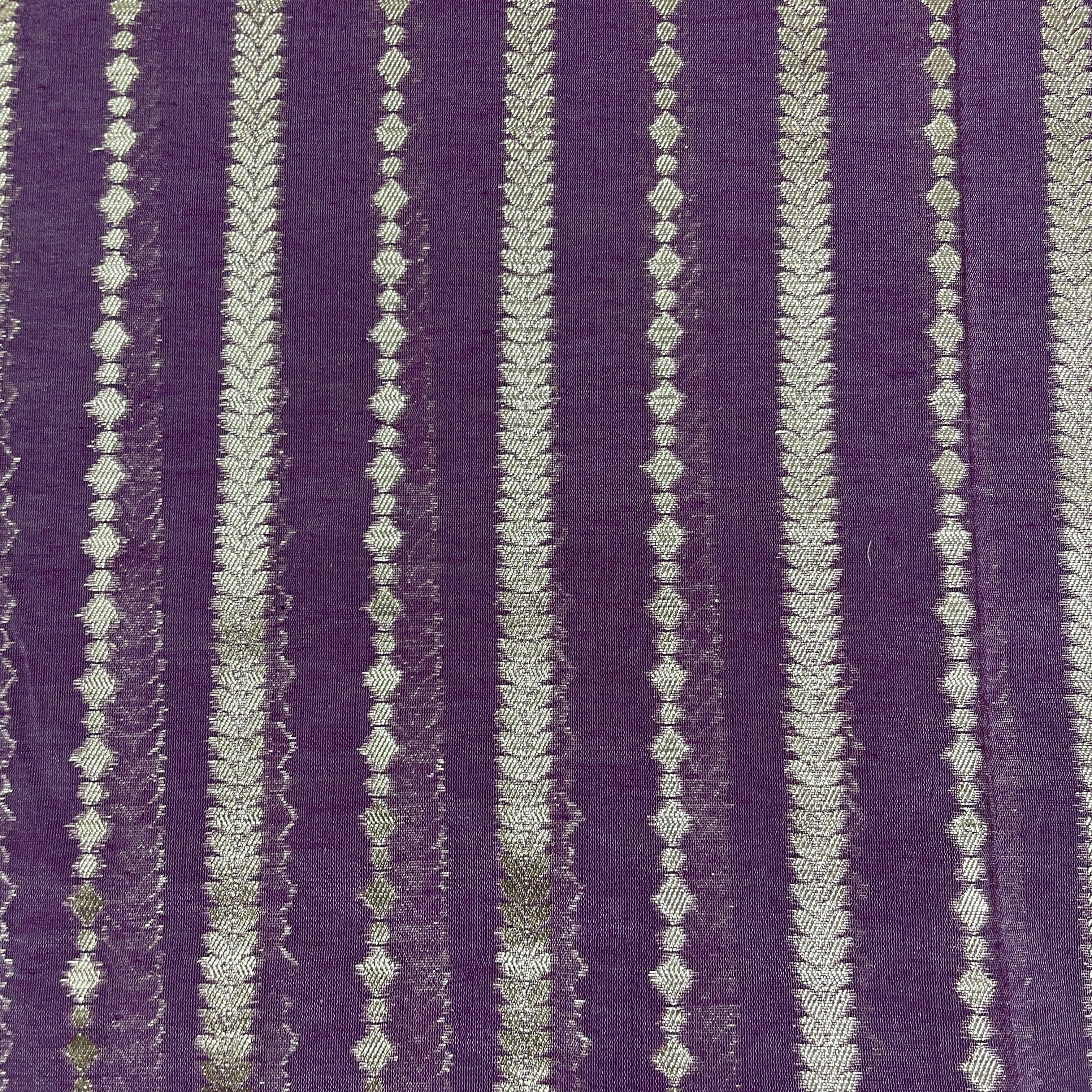 Premium Cotton Katwar Patola Purple Zari Traditional Buti Jacquard Fabric