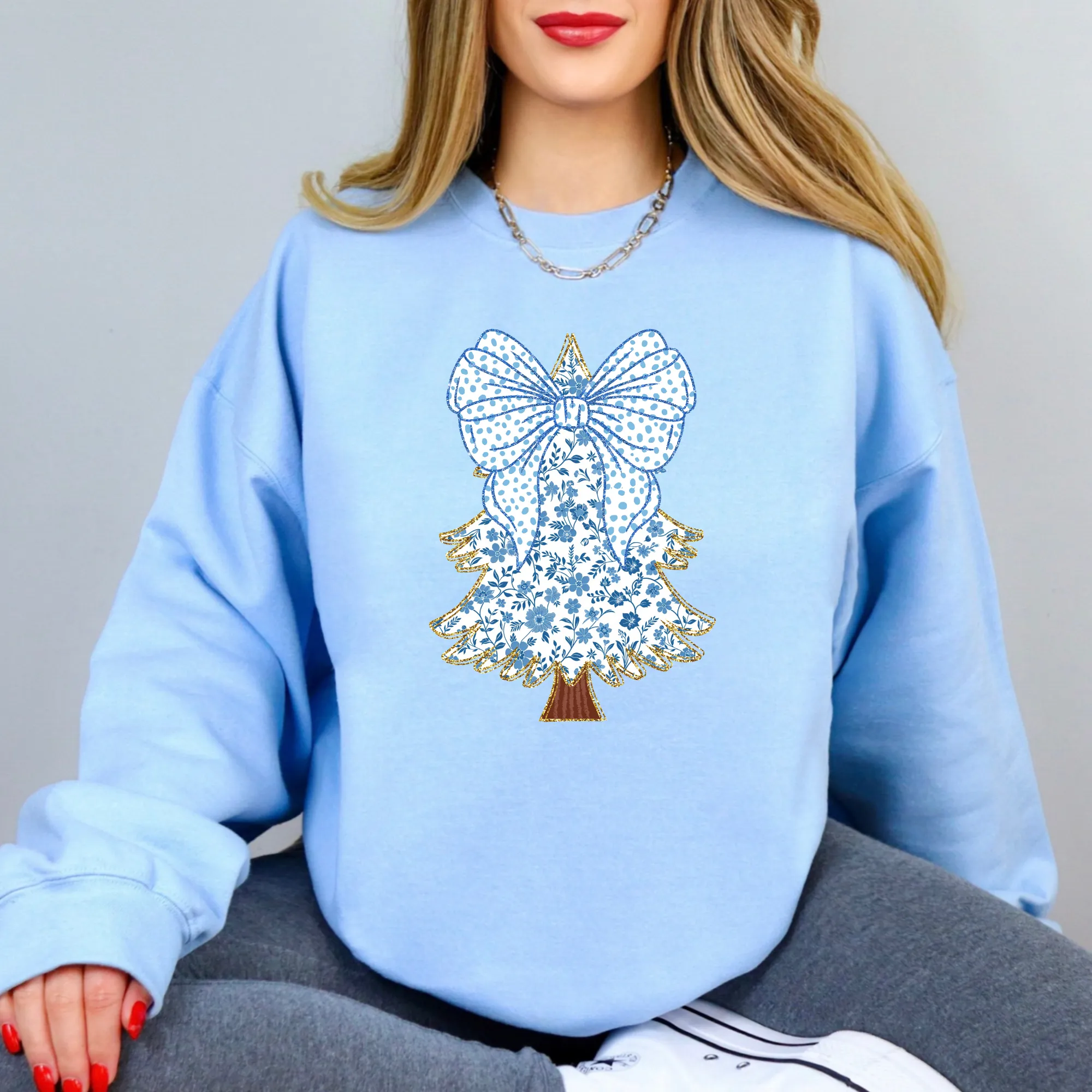 Preppy Chinoiserie Christmas Tree Crewneck Sweatshirt