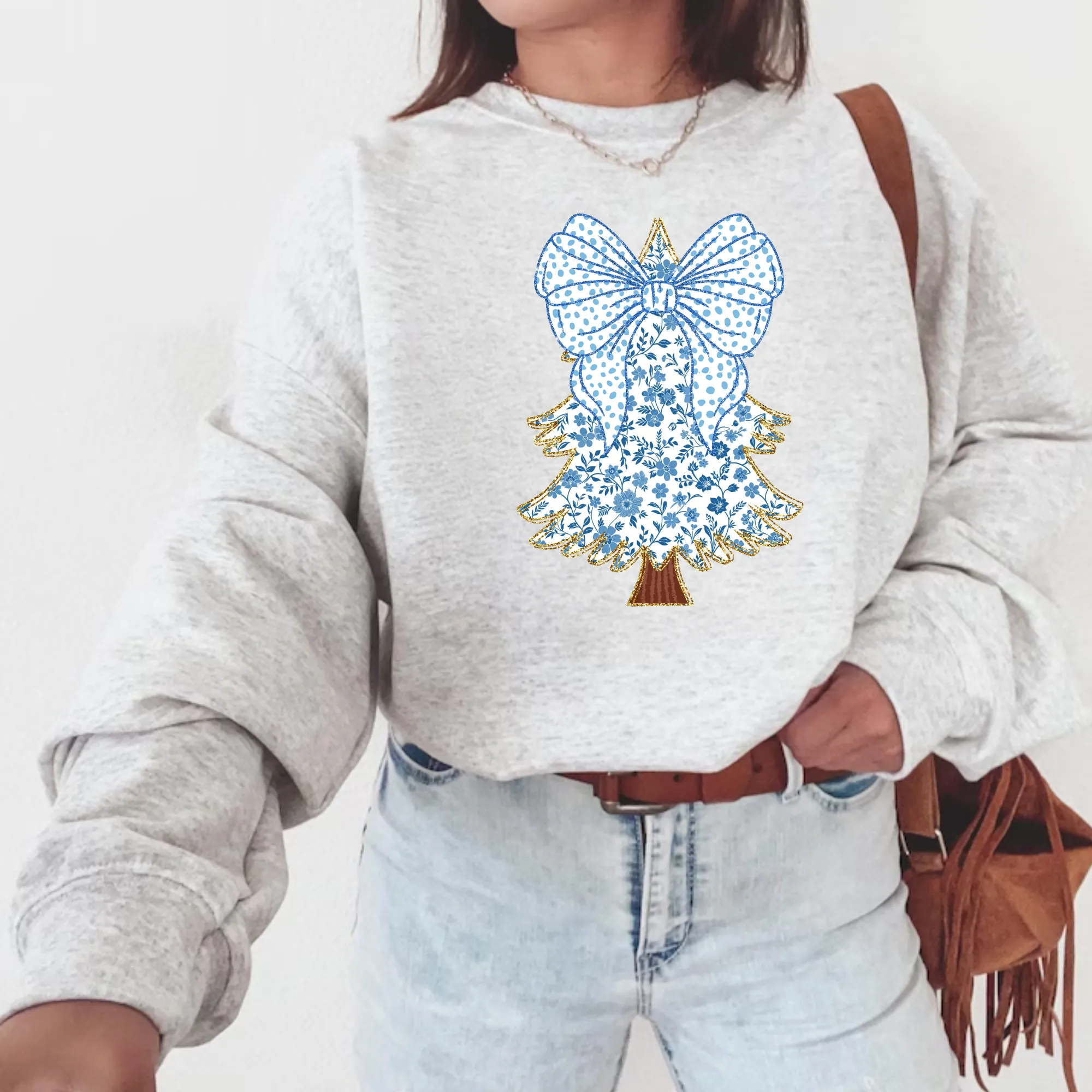 Preppy Chinoiserie Christmas Tree Crewneck Sweatshirt