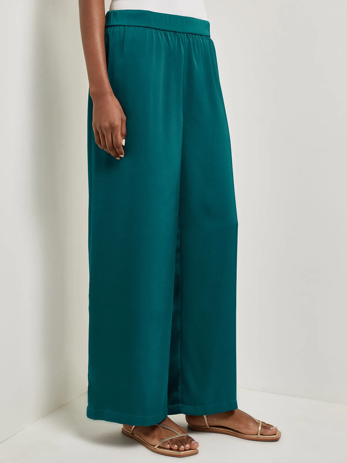 Pull-On Woven Wide Leg Pants, Spruce