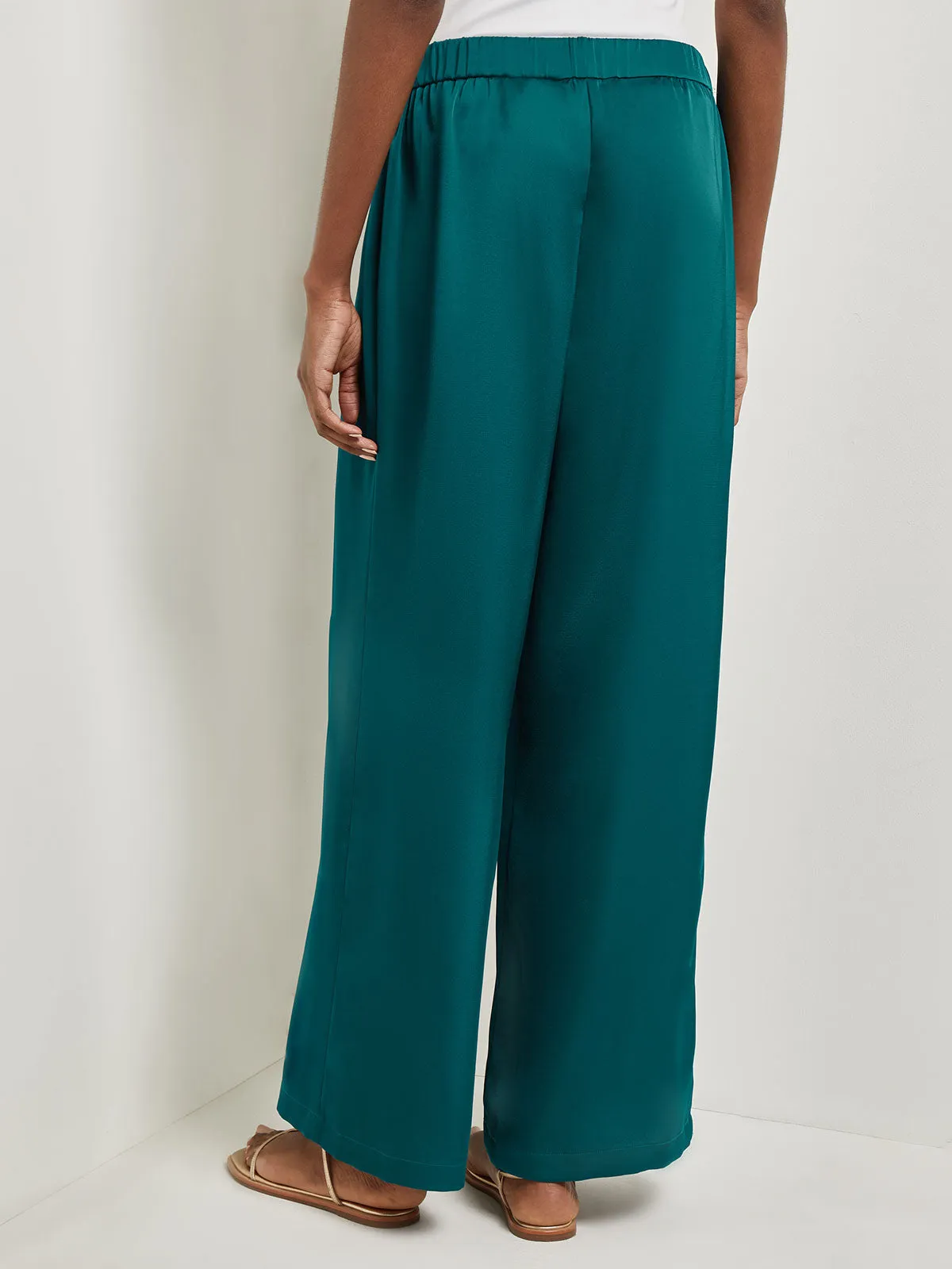 Pull-On Woven Wide Leg Pants, Spruce