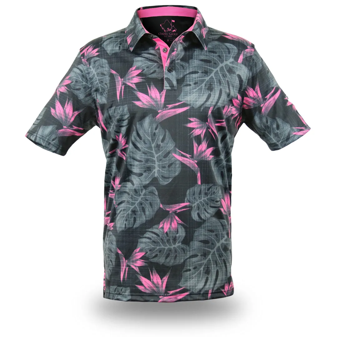 "Jungle Under Par" - OGA Men's Polo - Black Pink