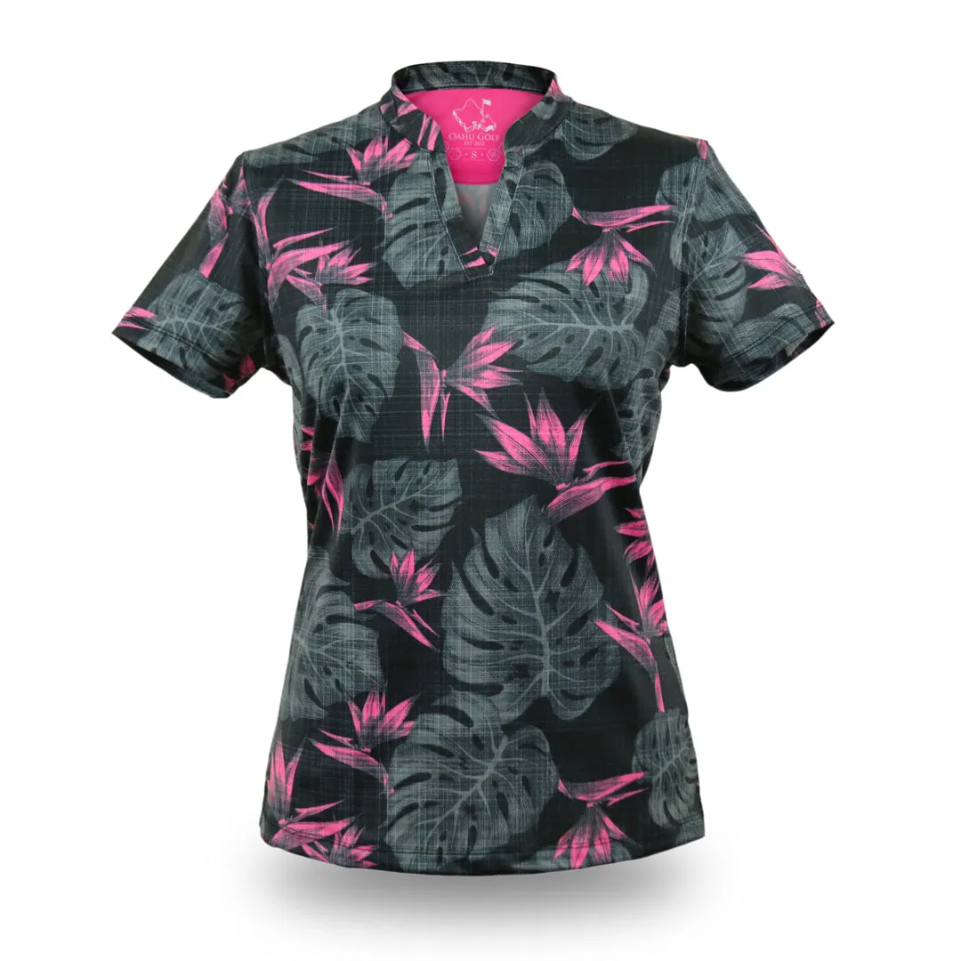 "Jungle Under Par" - OGA Women's Polo - Black Pink