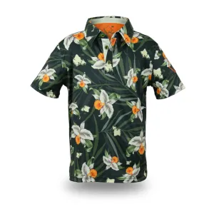 "Queen Orchids" Camo - OGA Youth Polo - Black Camo Green