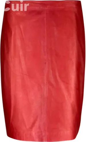 Red Lamb Gloving Leather Skirt | Luxurious Elegance