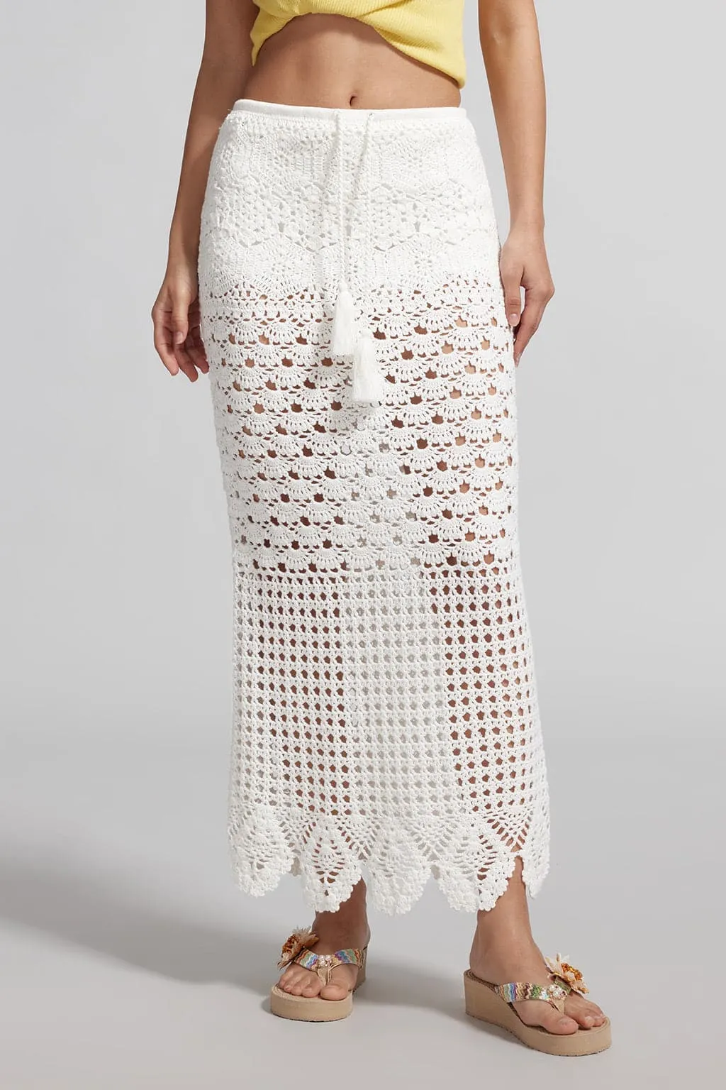 Resort Style Hollow Crochet Knit Skirt