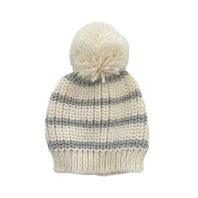 Rib Knit Bowie Grey Stripe Hat by Blueberry Hill