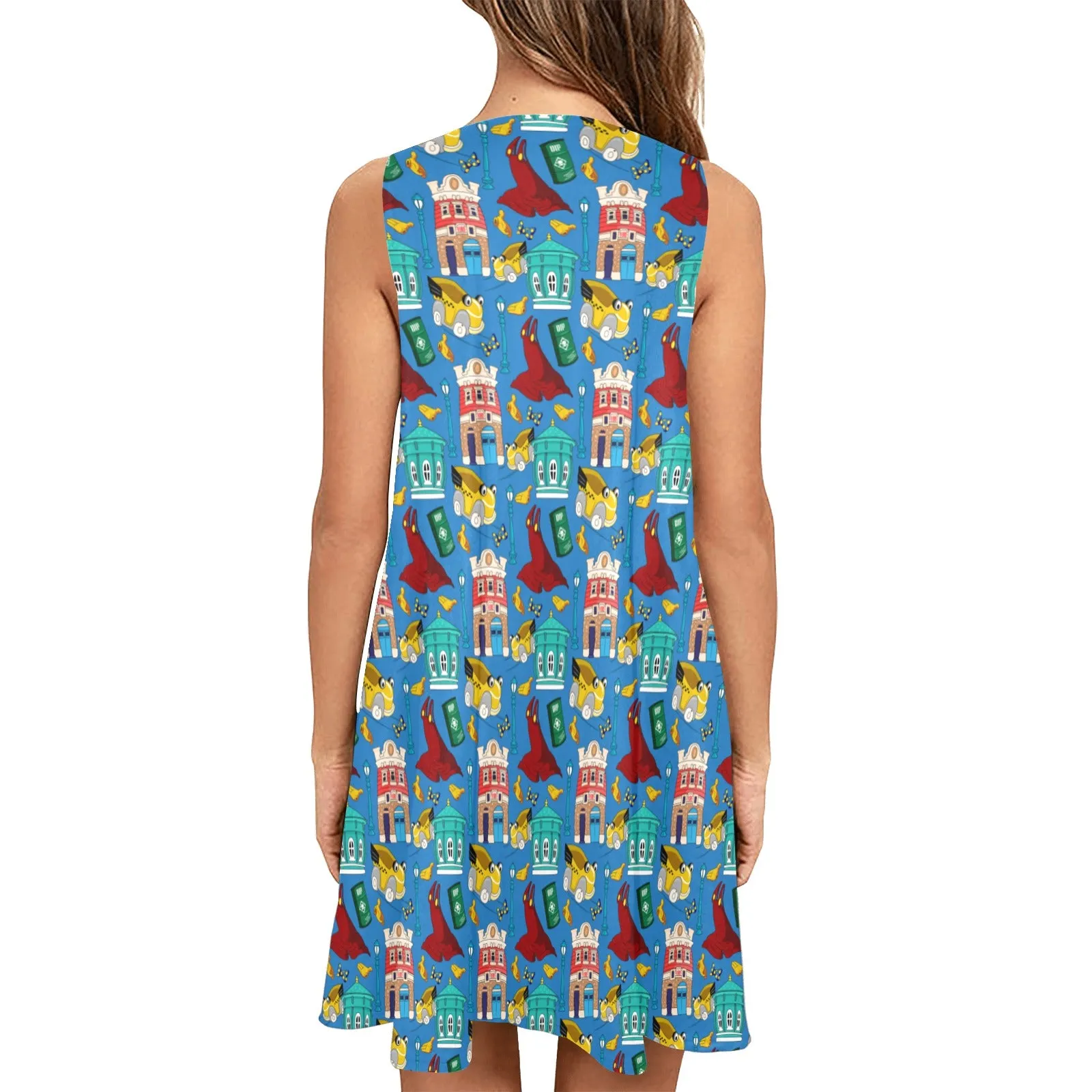 Roger's Car Toon Spin Sleeveless A-Line Pocket Dress