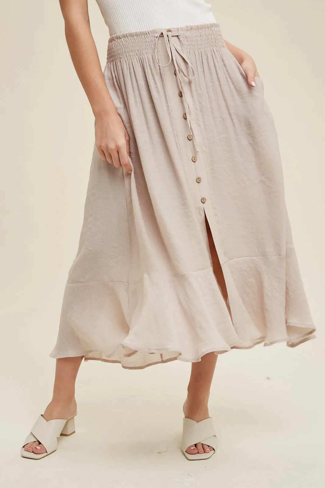 Rona Midi Skirt (Champagne)